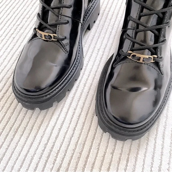 TOD’S BLACK LEATHER LACE UP COMBAT BOOTS GRUNGE GORPCORE MOTO EUR 40 - Picture 3 of 9
